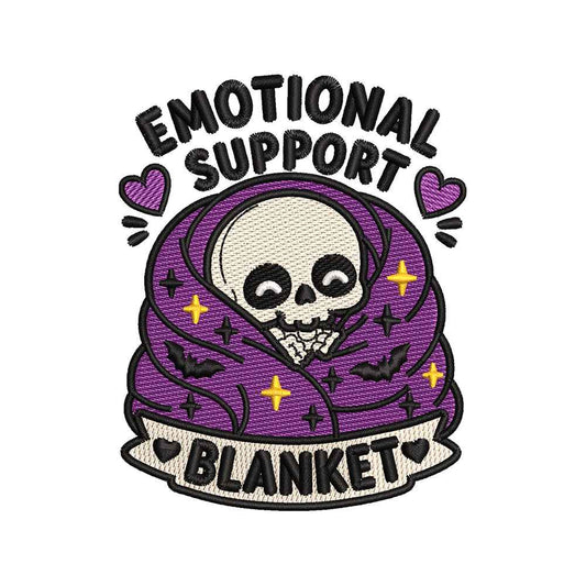 Halloween Emotional Support Blanket Embroidery Design | Cute Skeleton Cozy Blanket Machine Embroidery Pattern - SG17062611
