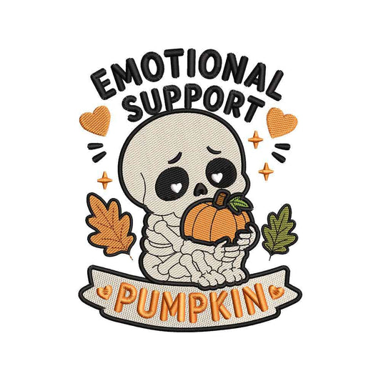 Halloween Pumpkin Skeleton Embroidery Design | Emotional Support Pumpkin Machine Embroidery Pattern - SG17062612