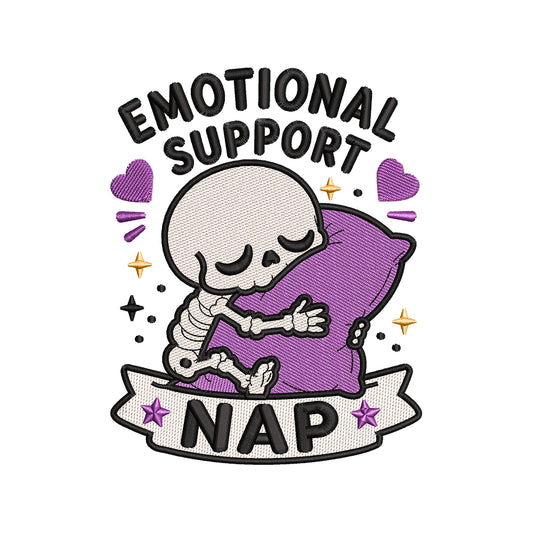 Halloween Skeleton Nap Embroidery Design | Emotional Support Nap Machine Embroidery Pattern - SG17062613