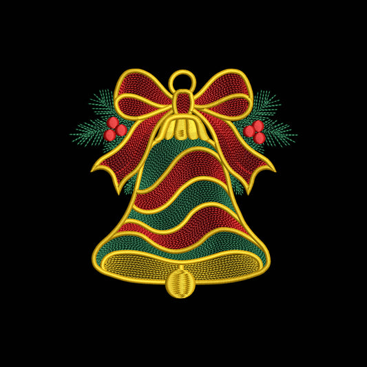 Ripple Christmas Bell Embroidery Designs For Machine