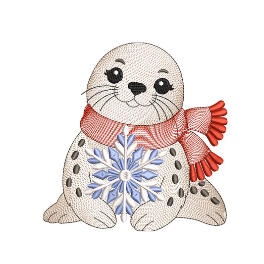 Ripple Christmas Seal Embroidery Design For Machine - SG17102601