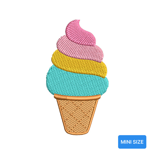 Ice Cream Cone Mini Embroidery Design Summer Sweet Treat Tiny Motif - SG18052604