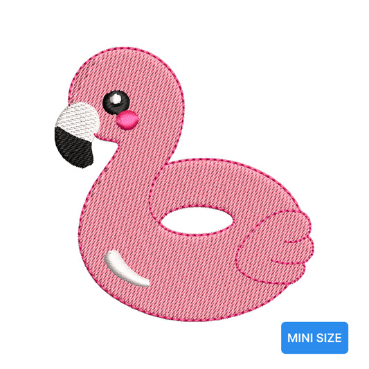 Mini Flamingo Float Embroidery Design Summer Pool Party Tropical Motif - SG18052610