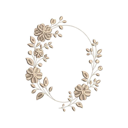 Floral Wreath Embroidery Design Botanical Flower Circle Monogram Frame - SG18052612