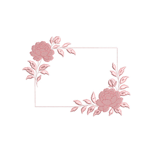 Floral Rectangle Frame Embroidery Design Rose Border Monogram Floral Frame - SG18052613