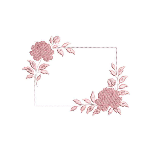 Floral Rectangle Frame Embroidery Design Rose Border Monogram Floral Frame - SG18052613