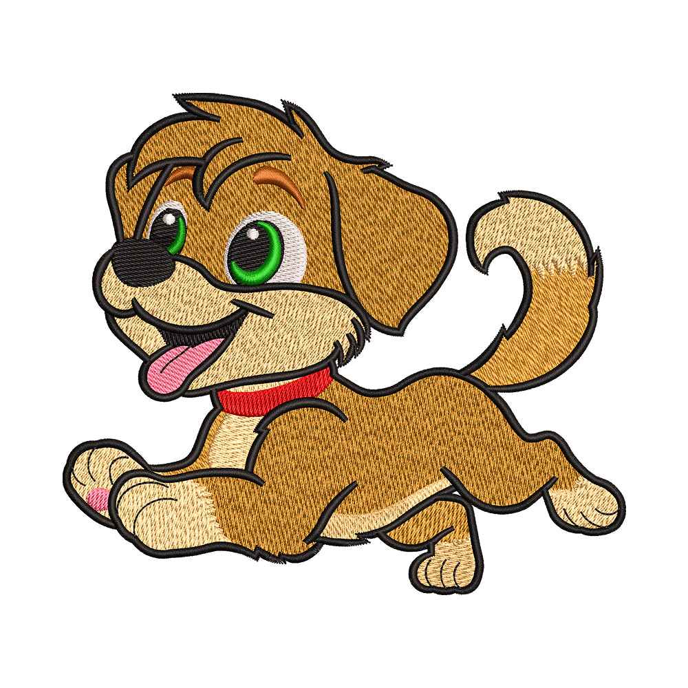 Happy Playful Puppy Embroidery Design - SG190314