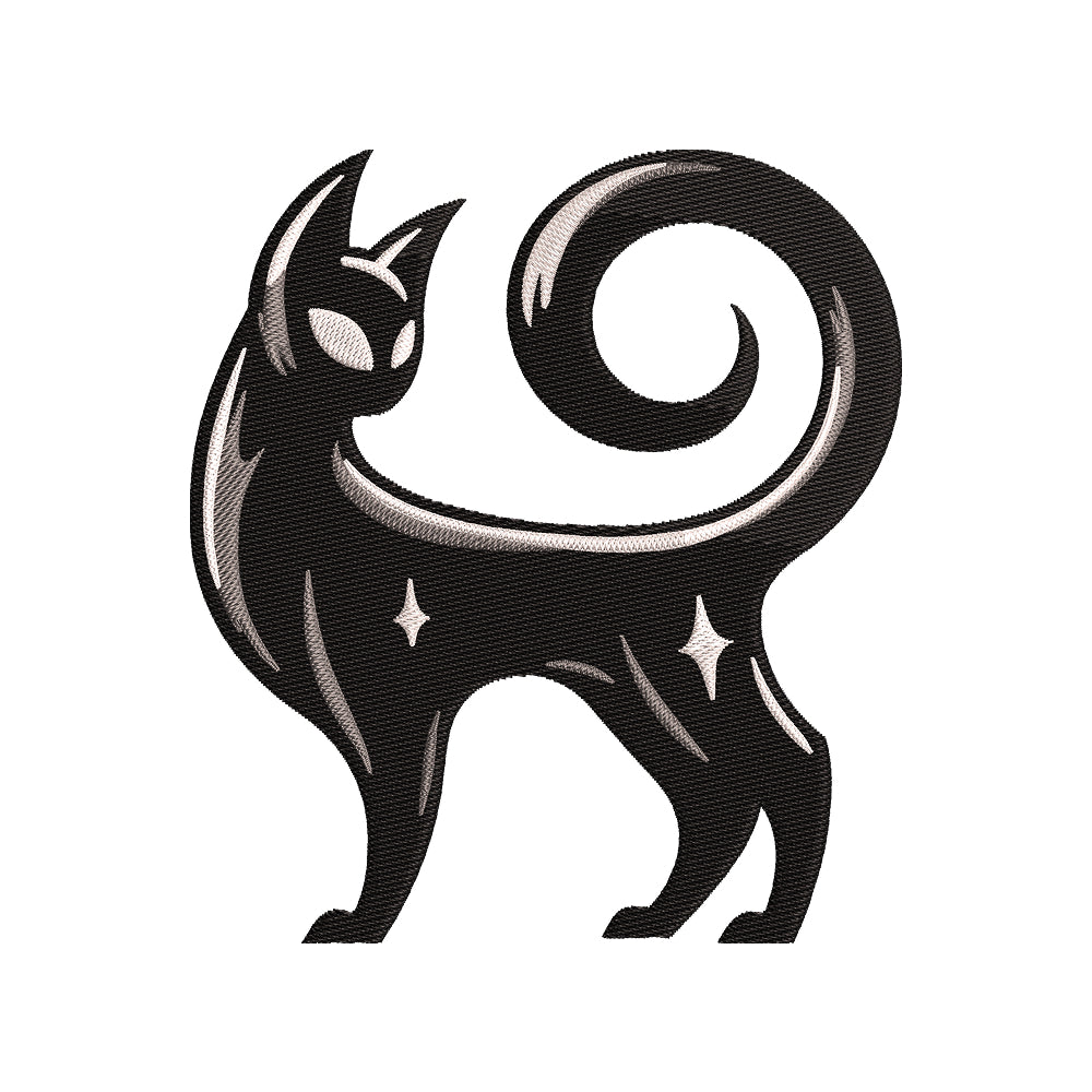 Witchy Black Cat Familiar Embroidery Design - SG190315