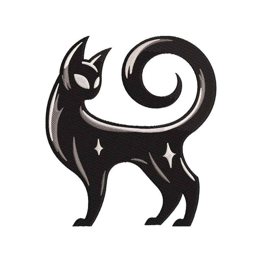 Witchy Black Cat Familiar Embroidery Design - SG190315