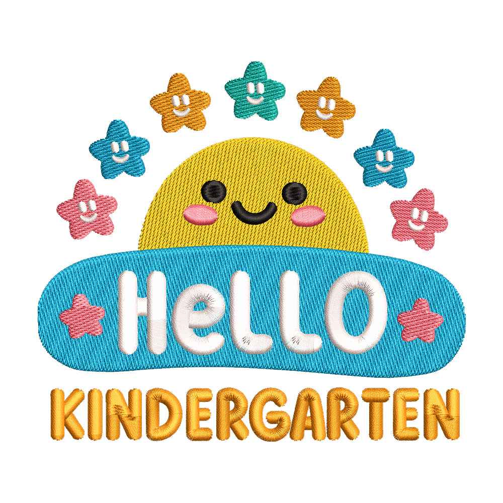 'Hello Kindergarten' Sun and Stars Embroidery Design - SG190319