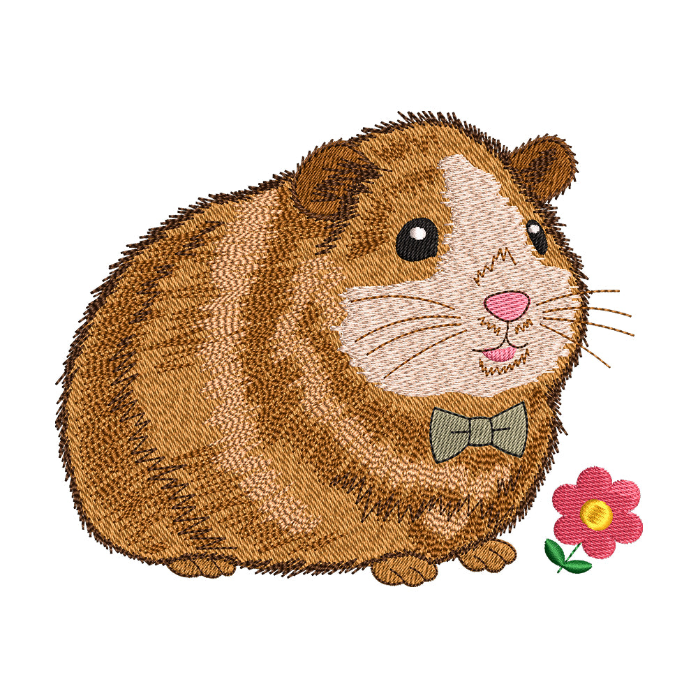 Dapper Guinea Pig with Bow Tie Embroidery Design - SG190333