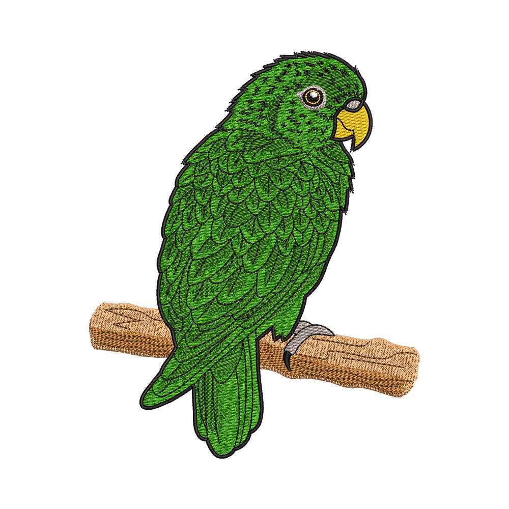 Realistic Green Parrot Embroidery Design - SG190335
