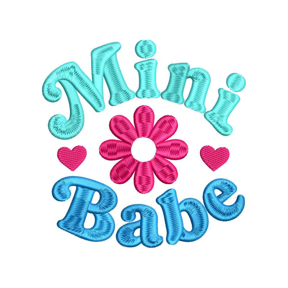 Mini Babe Baby Quote Embroidery Design Cute Floral Typography Nursery Art - SG19062603