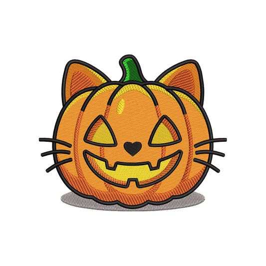 Halloween Cat Pumpkin Embroidery Design | Cute Jack O Lantern Cat Machine Embroidery Pattern - SG19072601