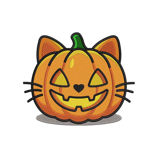 Halloween Cat Pumpkin Embroidery Design | Cute Jack O Lantern Cat Machine Embroidery Pattern - SG19072601