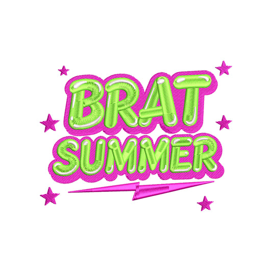 Brat Summer Embroidery Design Trendy Neon Quote - SG20042602