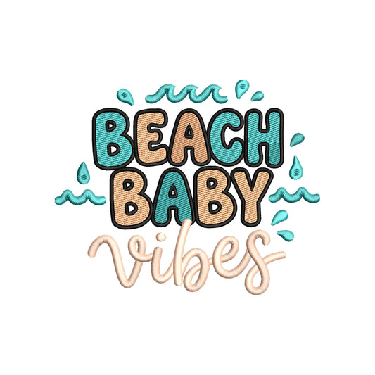 Beach Baby Vibes Embroidery Design Cute Summer Quote - SG21042602