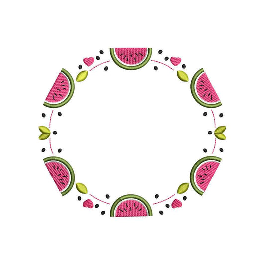 Watermelon Summer Frame Embroidery Design Monogram Wreath - SG21052601