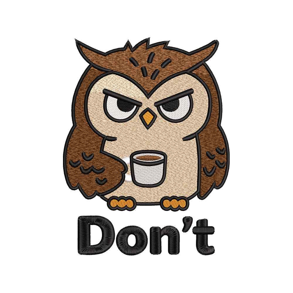 Grumpy Owl Coffee Embroidery Design Funny Owl Bird Cute - SG22042603