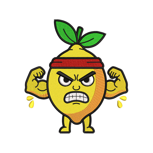 Funny Lemon Embroidery Design Strong Fruit Summer Character - SG23042601