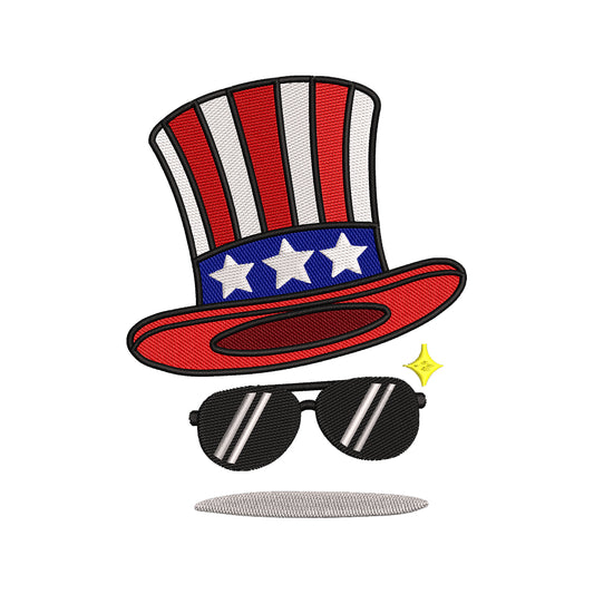4th of July Embroidery Design Uncle Sam Hat Sunglasses - SG23042606