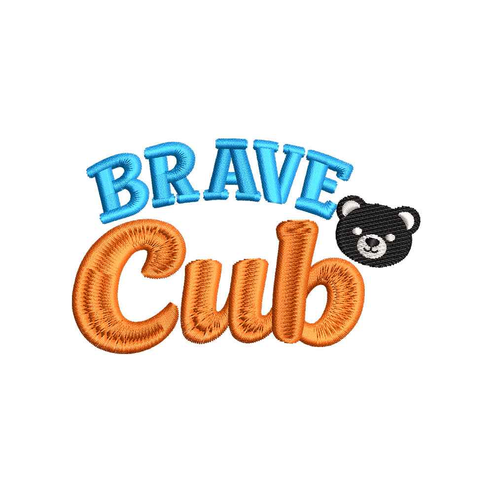 Brave Cub Embroidery Design | Baby Boy Quote for Bodysuits & Nursery Decor - SG23062606