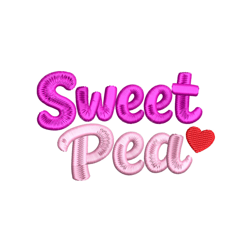 Sweet Pea Embroidery Design | Cute Baby Quote for Bodysuits, Bibs & Nursery Decor - SG23062608