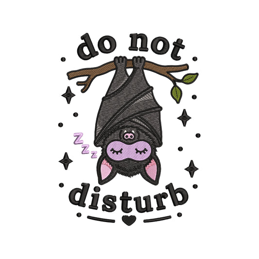 Sleeping Halloween Bat Do Not Disturb Embroidery Design - SG23072605