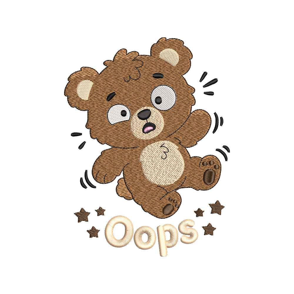 Oops Teddy Bear Embroidery Design - SG24032602