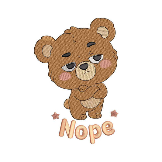 Nope Teddy Bear Embroidery Design - SG24032603