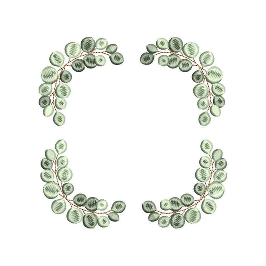Eucalyptus Wreath Embroidery Design Floral Frame Monogram Greenery Botanical - SG24042601