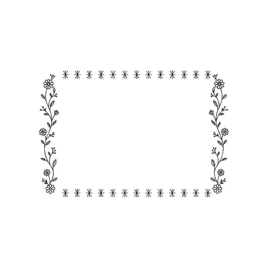 Minimal Floral Frame Embroidery Design Vintage Line Art Flower Border - SG24042602