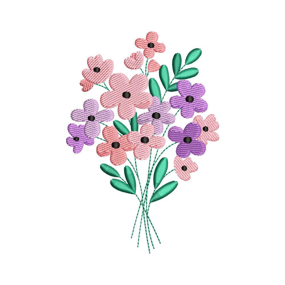 Modern Dainty Flower Bouquet Embroidery Design - SG240508