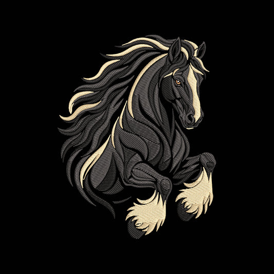 Rearing Horse Embroidery Design - Fierce Equine Motif SG31072688