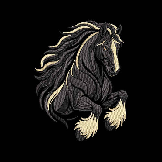 Rearing Horse Embroidery Design - Fierce Equine Motif SG31072688