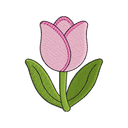 Mini Pink Tulip Embroidery Design - Small Spring Flower Motif SG31072690