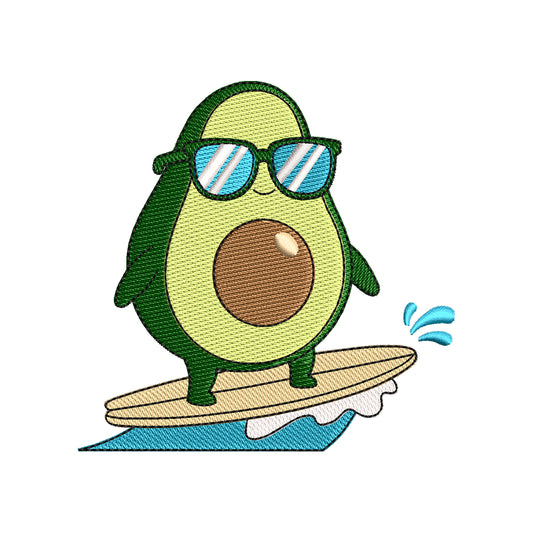 Surfing Avocado Embroidery Design Cute Summer Beach Avocado - SG25042607