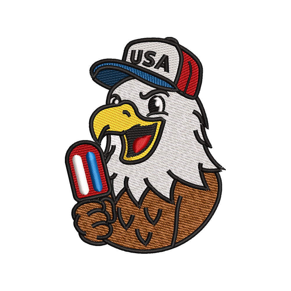 Patriotic Eagle Embroidery Design USA 4th of July Popsicle - SG25042608