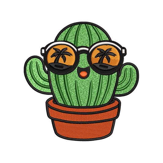 Cool Cactus Embroidery Design Summer Cactus with Sunglasses - SG25042612