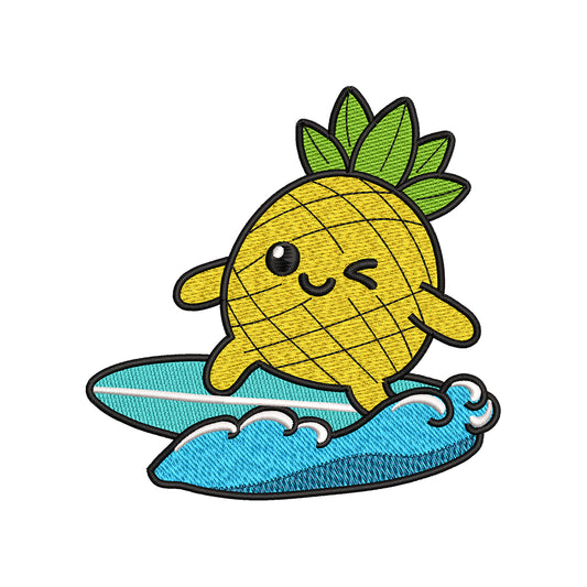 Surfing Pineapple Embroidery Design Cute Summer Tropical Fruit - SG25042613