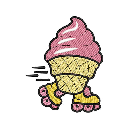 Cute Ice Cream Roller Skates Embroidery Design Kawaii Summer Dessert - SG25042624