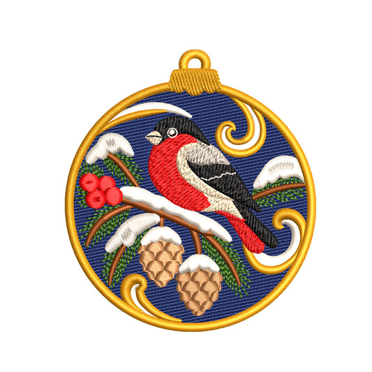 Christmas Bullfinch Ornament Embroidery Design - SG25102601