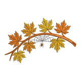 Autumn Maple Leaf and Spiderweb Embroidery Design - SG260506