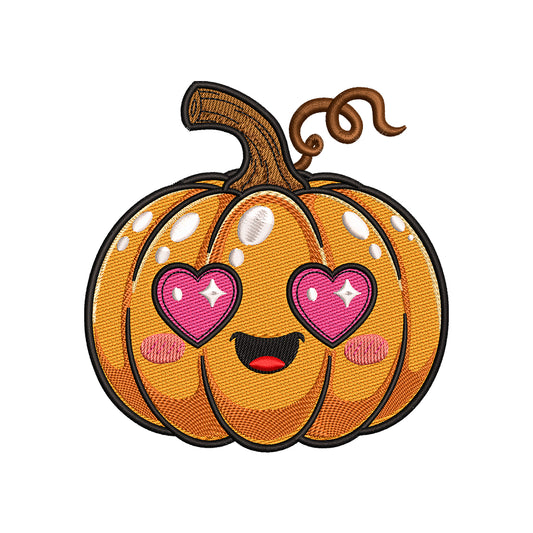 Kawaii Pumpkin with Heart Eyes Embroidery Design - SG260509
