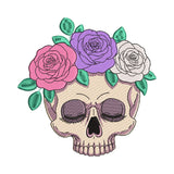 Floral Skull with Rose Crown Embroidery Design - SG260511