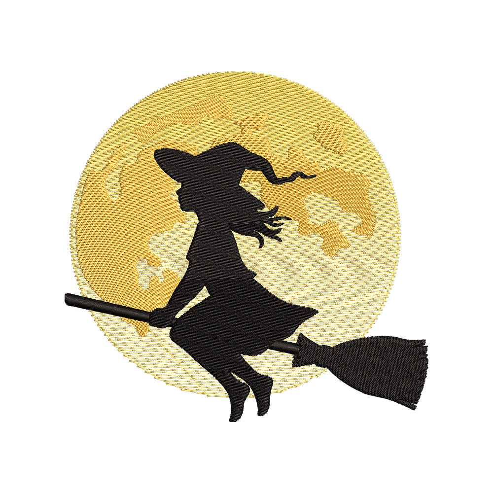 Witch Flying Past the Moon Embroidery Design - SG260512
