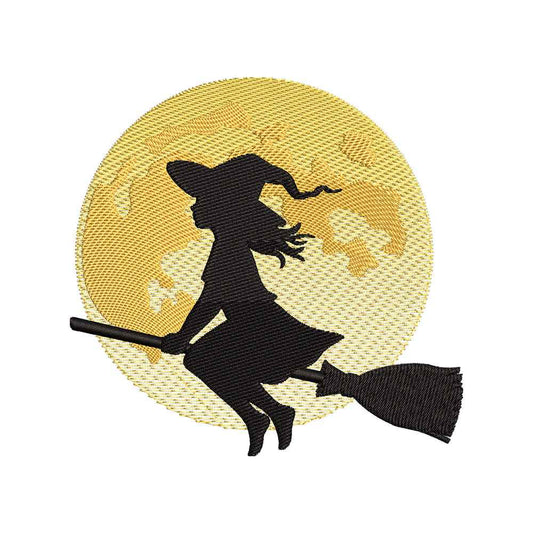 Witch Flying Past the Moon Embroidery Design - SG260512