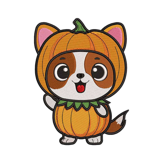 Cute Dog in Pumpkin Costume Embroidery Design - SG260518