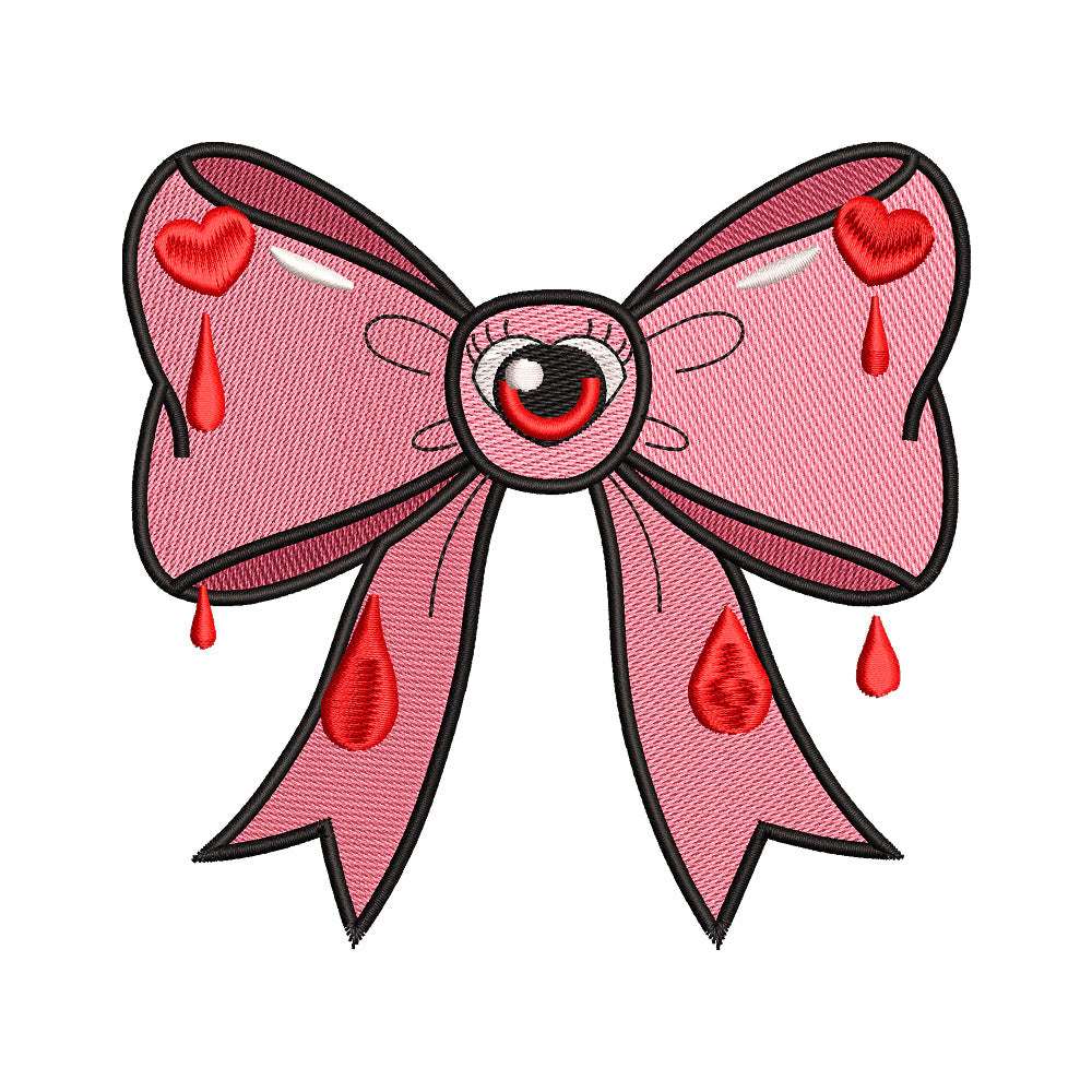 Pastel Goth Bleeding Heart Bow Embroidery Design - SG260546