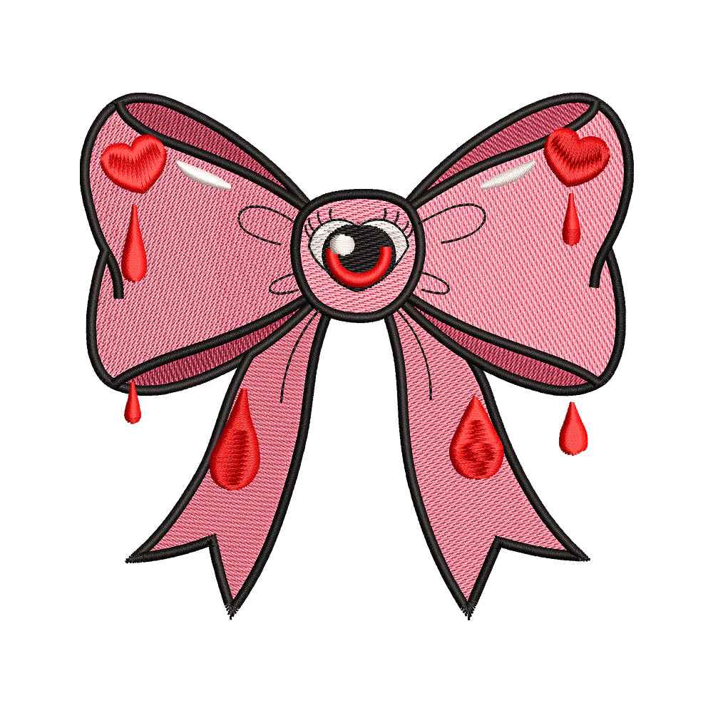 Pastel Goth Bleeding Heart Bow Embroidery Design - SG260546